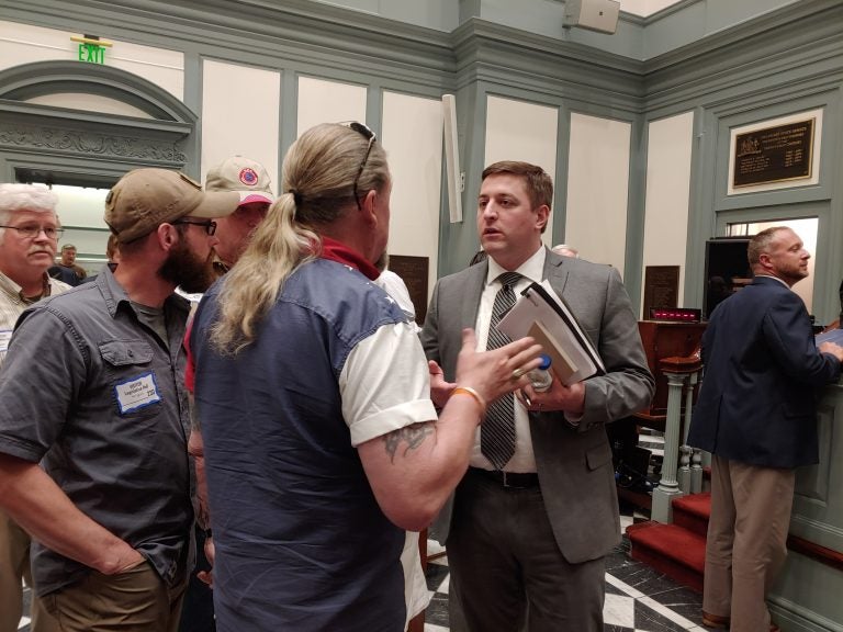 A hearing at the Delaware State Capitol over three gun-control bills attracted a large turnout on Wednesday. (Zoë Read/WHYY)