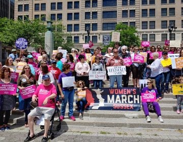Delaware supporters of abortion rights rallied against restrictions passed in other states. (Zoë Read/WHYY)