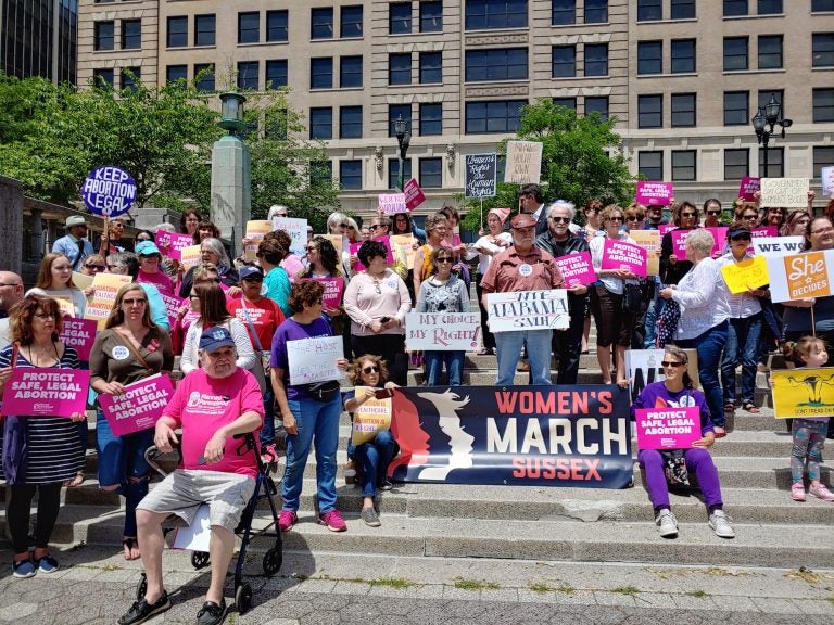 Delaware supporters of abortion rights rallied against restrictions passed in other states. (Zoë Read/WHYY)