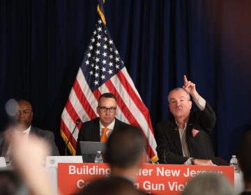 New Jersey Governor Phil Murphy, Lt. Gov. Sheila Oliver, and mayors from across the state discuss gun violence prevention on May 28, 2019 in Trenton. (Edwin J. Torres/ Governor's Office)