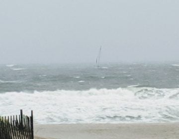 A sailboat appeared to be in distress off the Bradley Beach, New Jersey shoreline late Sunday morning. (Courtesy of Bud McCormick)