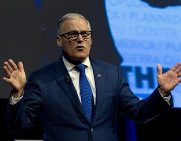 Democratic presidential candidate Washington Gov. Jay Inslee, speaks during the We the People Membership Summit, featuring the 2020 Democratic presidential candidates, at the Warner Theater, in Washington, Monday, April 1, 2019. (Jose Luis Magana/AP Photo)