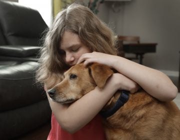 Sobie Cummings, 11, plays with her dog, Dallas, at the family's home in Waxhaw, N.C., Friday, March 29, 2019. A psychiatrist suggested that a service dog might help to ease Sobie’s crippling anxiety and feelings of isolation. But when they brought home a $14,500 Briard from Mark Mathis’ Ry-Con Service Dogs, Okami broke from Glenn Cummings' grasp and began mauling Dallas. (Chuck Burton/AP Photo)