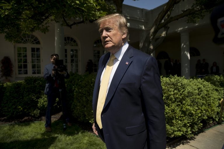 President Donald Trump arrives for a one year anniversary event for the first lady's Be Best initiative in the Rose Garden of the White House, Tuesday, May 7, 2019, in Washington. (Andrew Harnik/AP Photo)