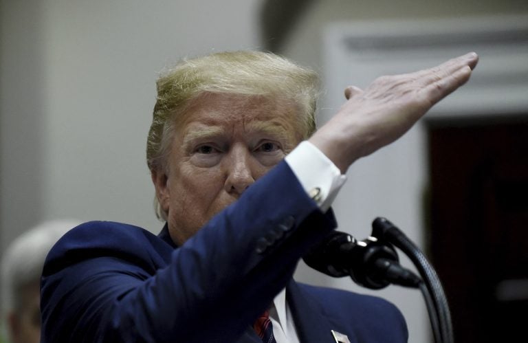 U.S. President Donald Trump answers questions from reporters after delivering remarks on ending surprise medical billing in the Roosevelt Room of the White House May 9, 2019 in Washington, DC. (Olivier Douliery/Abaca/Sipa USA(Sipa via AP Images)