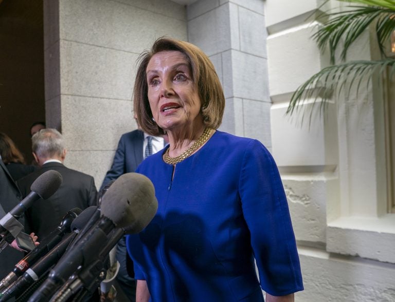 Speaker of the House Nancy Pelosi, D-Calif., responds to reporters as she departs after meeting with all the House Democrats, many calling for impeachment proceedings against President Donald Trump after his latest defiance of Congress by blocking his former White House lawyer from testifying yesterday, at the Capitol in Washington, Wednesday, May 22, 2019. (AP Photo/J. Scott Applewhite)