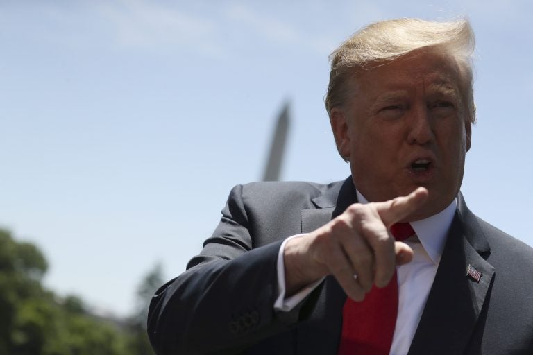 President Donald Trump speaks to members of the media on the South Lawn of the White House in Washington, Friday, May 24, 2019, before boarding Marine One for a short trip to Andrews Air Force Base, Md, and then on to Tokyo. (Andrew Harnik/AP Photo)