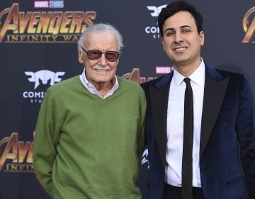 In this April 23, 2018, file photo, Stan Lee, (left), and Keya Morgan arrive at the world premiere of 