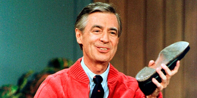 This June 28, 1989 file photo shows Fred Rogers as he rehearses the opening of his PBS show 