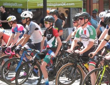 Riders ready at the starting line during the Wilmington Grand Prix in 2019