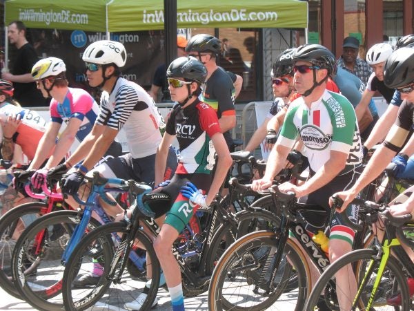 Riders ready at the starting line during the Wilmington Grand Prix in 2019