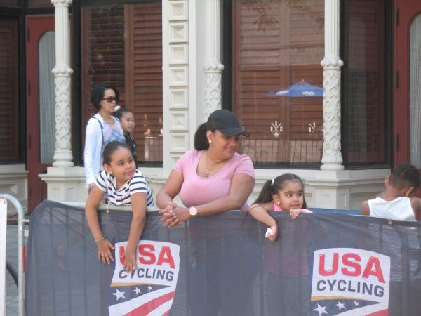 Spectators await cyclists during the 2019 Wilmington Grand Prix on Saturday (John Mussoni/WHYY)