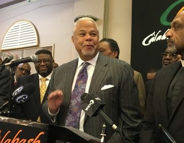 State Sen. Anthony Williams receives an endorsement for mayor by the Black Clergy of Philadelphia and Vicinity. (Dave Davies/WHYY)