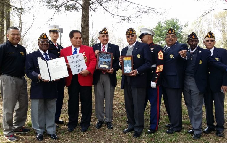 A trio of veterans groups — the Latin American Legion Post 840, Auxiliary Unit 840 and Friends of the Medal of Honor Grove — hosted a rededication ceremony at the Grove on Sunday.  (photo provided by Freedoms Foundation at Valley Forge)