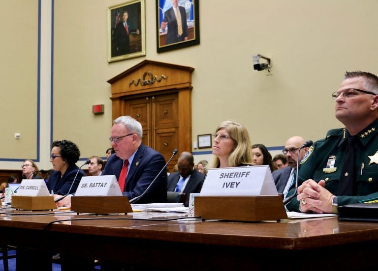 Testifying before congress, Dir. of Delaware's Division of Public Health, Dr. Karyl Rattay (center right), discusses Delaware's efforts to reduce the opioid epidemic. (Courtesy of Association of State and Territorial Health Officials)