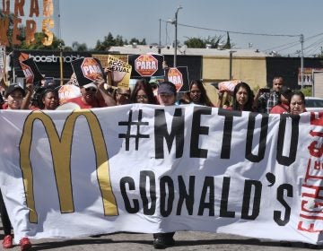 McDonald's workers marching in Los Angeles in September 2018 as part of a multi-state strike seeking to combat sexual harassment in the workplace. (Richard Vogel/AP)