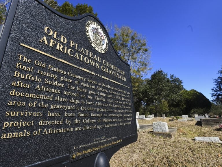 Many of the survivors of the Clotilda voyage are buried in Old Plateau Cemetery, near Mobile, Ala. The Alabama Historical Commission announced Wednesday that researchers had identified the vessel after months of work (Julie Bennett/AP)