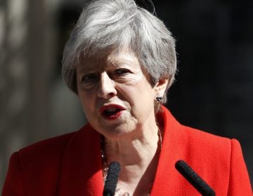 British Prime Minister Theresa May announces her resignation Friday at 10 Downing Street in London. (Alastair Grant/AP Photo)