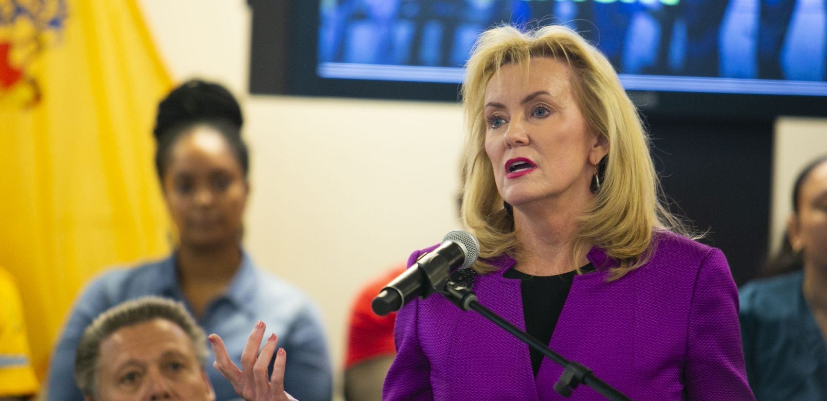 Susan Story, CEO of American Water, speaks about what her company is doing to support Camden after relocating to the city's waterfront. (Miguel Martinez/WHYY)