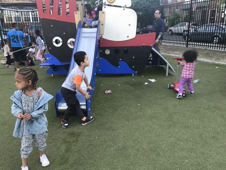 Children play at Disylvestro Playground in South Philadelphia. (Ariella Cohen/WHYY)