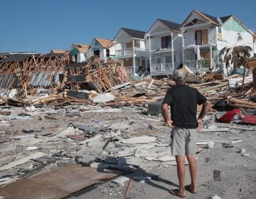 A resident of Mexico Beach, Fla., looks over damage caused to the Florida panhandle by Hurricane Michael in October 2018. (Scott Olson/Getty Images)