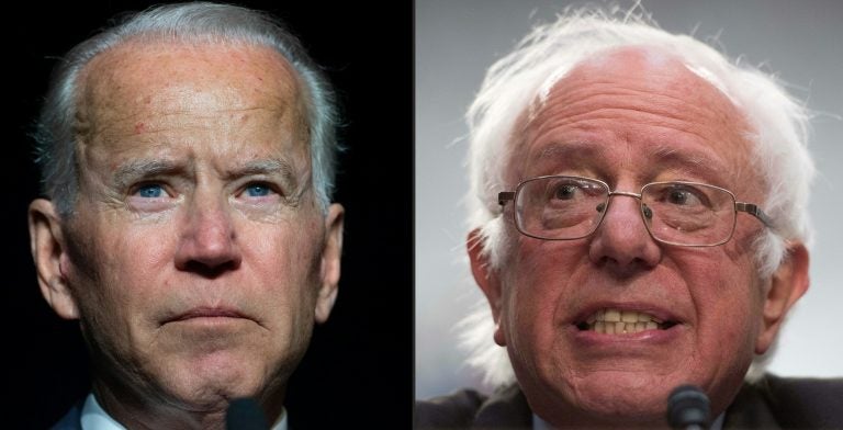 Former Vice President Joe Biden (left) and Sen. Bernie Sanders of Vermont are putting forward very different visions in the Democratic presidential primary. (Saul Loeb/AFP/Getty Images)