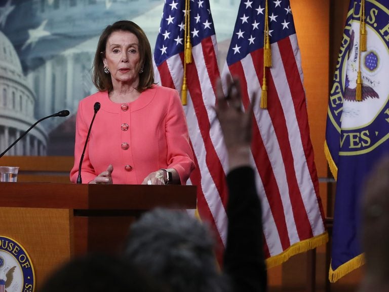 House Speaker Nancy Pelosi, D-Ca., speaks during her weekly news conference on Capitol Hill in Washington, D.C., on Thursday. Among the topics discussed were Attorney General William Barr's failure to appear before the House Judiciary Committee to discuss the special counsel report on Russia's interference in the 2016 election. (Mark Wilson/Getty Images)