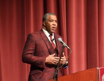 Robert F. Smith, founder, chairman and CEO of Vista Equity Partners, speaks at Morehouse College on Feb. 17, 2018 in Atlanta. Smith announced on Sunday he will pay off the student debt of the college's entire 2019 graduating class. (Getty Images)