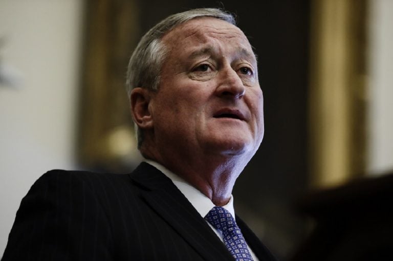 Philadelphia Mayor Jim Kenney speaks during a news conference at City Hall in Philadelphia