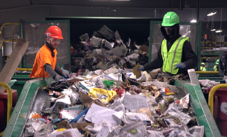 Recycling at J.P. Mascaro & Sons in Birdsboro, Pa. (Kimberly Paynter/WHYY)