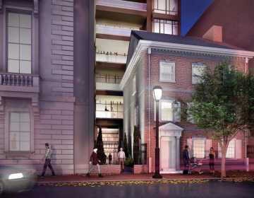 View of the garden entrance to the condo project behind the Dilworth House (Cope Linder Architects)