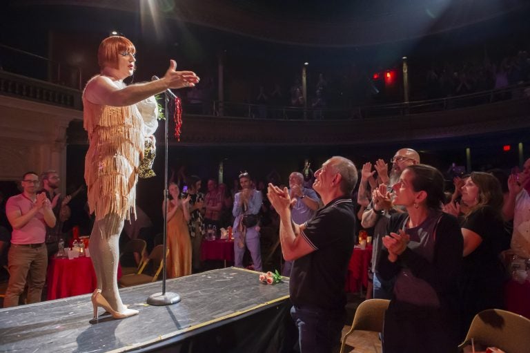 Carlotta Tendant receives a standing ovation from the audience at the conclusion of Big Mess Cabaret's 