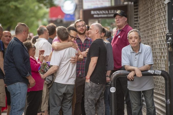 Don Saltsgaver (far right) was a fan of Movie Mondays but also saw his share of memorable shows at the Trocadero. In a raffle, he won free tickets to see Andrew Dice Clay and for $32 he got tickets to see The Wallflowers. (Jonathan Wilson for WHYY)