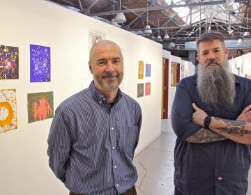 Lauren Otis (left), executive director of Artworks, and Joseph Kuzemka, director of Art All Night in Trenton, are preparing for the arts festival. (Emma Lee/WHYY)