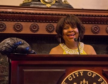 Boxing judge Lynne Carter was honored Wednesday at City Hall for her career in boxing. (Kimberly Paynter/WHYY)
