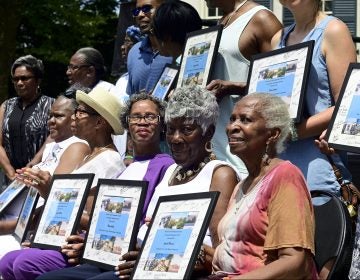 Award recipients pose for pictures after a ceremony at the inaugural Unity Day at Vernon Park, in Germantown, on Saturday. (Bastiaan Slabbers for WHYY)