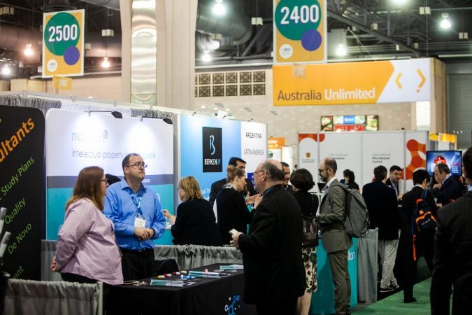 The BIO International Convention drew thousands in the biotech industry from around the globe this week to the Pennsylvania Convention Center. (Brad Larrison for WHYY)