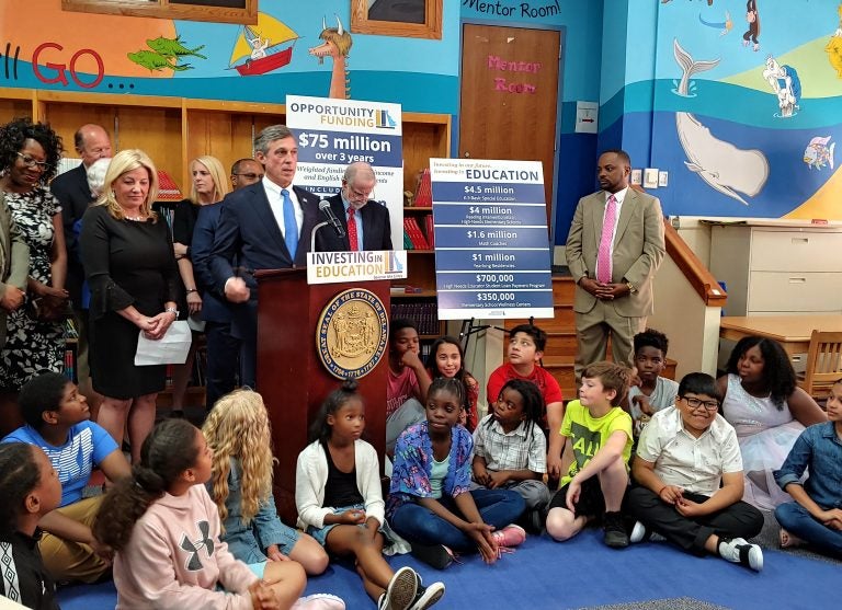 Gov. John Carney calls for $75 million to fund initiatives for low income students, English language learners.  (Zoë Read/WHYY)