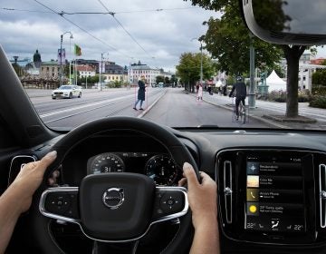 A photo demonstrates safety features in a Volvo XC40. Many new cars have optional features that can help prevent accidents. But those same features can also make repairs more expensive, boosting car insurance premiums. (Volvo Car Group)