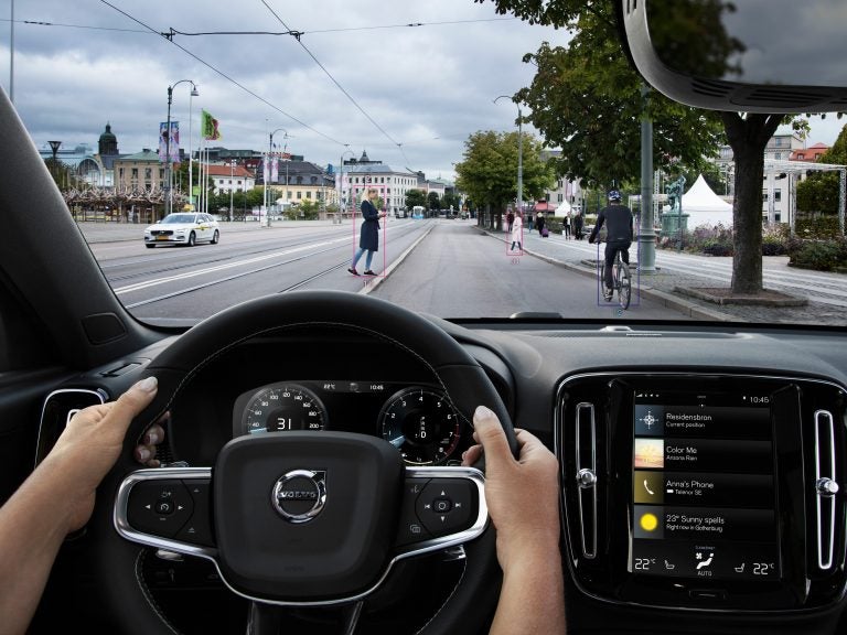 A photo demonstrates safety features in a Volvo XC40. Many new cars have optional features that can help prevent accidents. But those same features can also make repairs more expensive, boosting car insurance premiums. A photo demonstrates safety features in a Volvo XC40. Many new cars have optional features that can help prevent accidents. But those same features can also make repairs more expensive, boosting car insurance premiums. (Volvo Car Group)