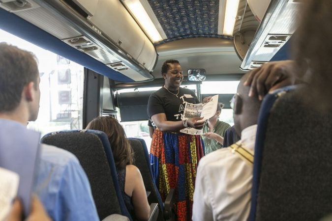 Ronsha Dickerson and Amir Khan lead a tour of Camden, New Jersey, Thursday, June 6, 2019 (Miguel Martinez for WHYY)