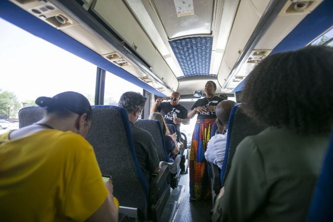 Ronsha Dickerson leads a tour of Camden, New Jersey, Thursday, June 6, 2019 (Miguel Martinez for WHYY)