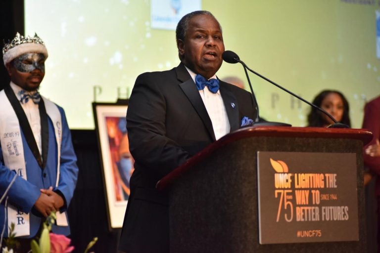 Cheyney University President Dr. Aaron Walton speaks at the 2019 Philadelphia UNCF Mayor’s Masked Ball. (Ronald Gray/The Philadelphia Tribune)