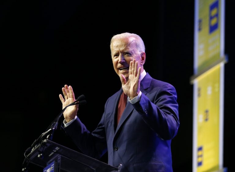 Democratic presidential candidate, former Vice President Joe Biden speaks during the Human Rights Campaign Columbus, Ohio Dinner at Ohio State University Saturday, June 1, 2019. (Paul Vernon/AP Photo)