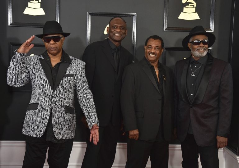 In this Feb. 12, 2017 file photo Dennis D.T. Thomas, (from left), George Brown, Robert Bell, and Ronald Bell, of the musical group Kool & The Gang, arrive at the 59th annual Grammy Awards at the Staples Center, in Los Angeles. Philadelphia Mayor Jim Kenney announced Wednesday, June 5, 2019, that the group will receive the 2019 Marian Anderson Award this fall. (Photo by Jordan Strauss/Invision/AP, File)