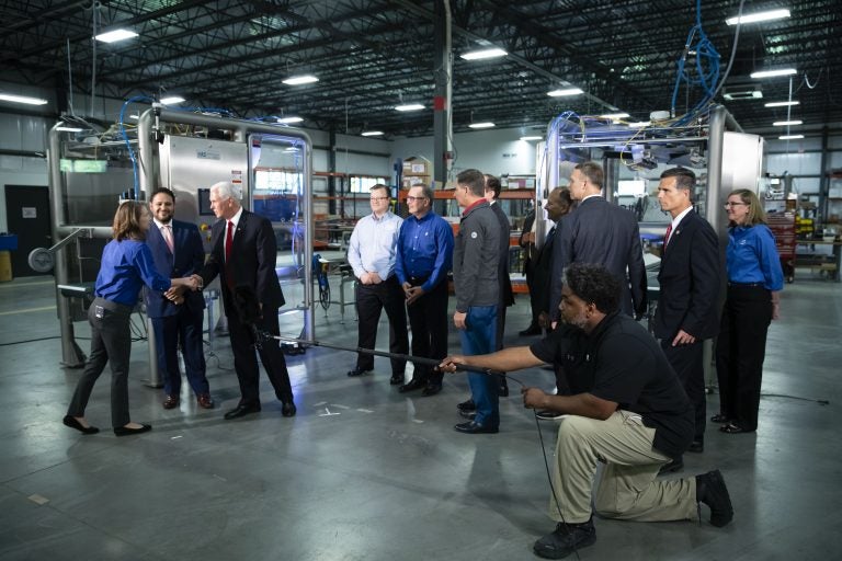 Vice President Mike Pence tours JLS Automation in York, Pa., Thursday, June 6, 2019. (Matt Rourke/AP Photo)