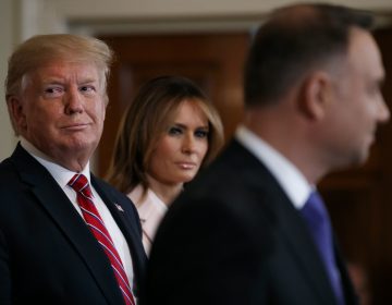 President Donald Trump and first lady Melania Trump attend a Polish-American reception with Polish President Andrzej Duda in the East Room of the White House, Wednesday June 12, 2019. (Jacquelyn Martin/AP Photo)