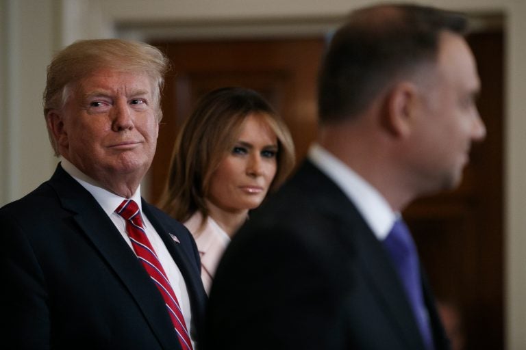 President Donald Trump and first lady Melania Trump attend a Polish-American reception with Polish President Andrzej Duda in the East Room of the White House, Wednesday June 12, 2019. (Jacquelyn Martin/AP Photo)