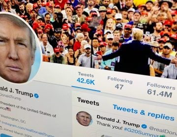 The U.S. President Donald Trump's Twitter feed is shown on a computer screen on Thursday, June 27, 2019, in New York. President Donald Trump’s next tweet might come with a warning label. Starting Thursday tweets that Twitter deems in the public interest, but which violate the service’s rules, will be obscured by a warning explaining the violation. Users will have to tap through the warning to see the underlying message. (Jenny Kane/AP Photo)