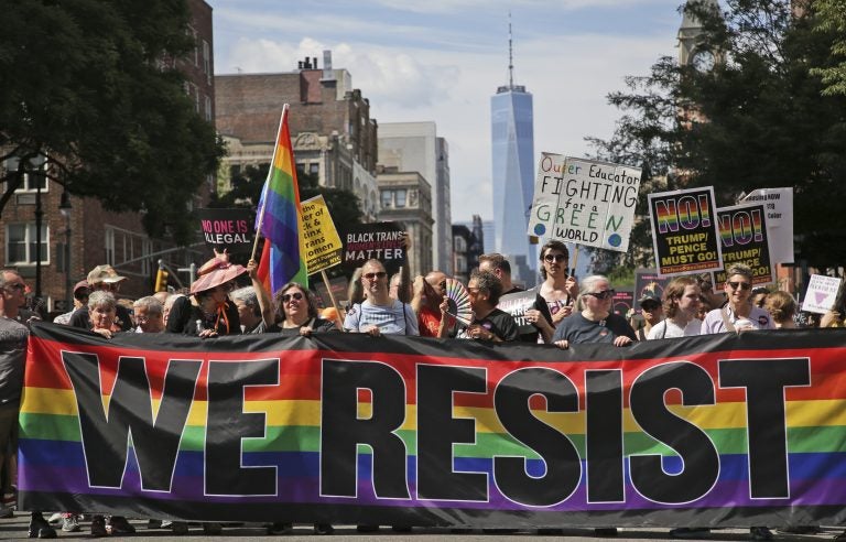 Marchers participate in the Queer Liberation March in New York, Sunday, June 30, 2019.  (Seth Wenig/AP Photo)